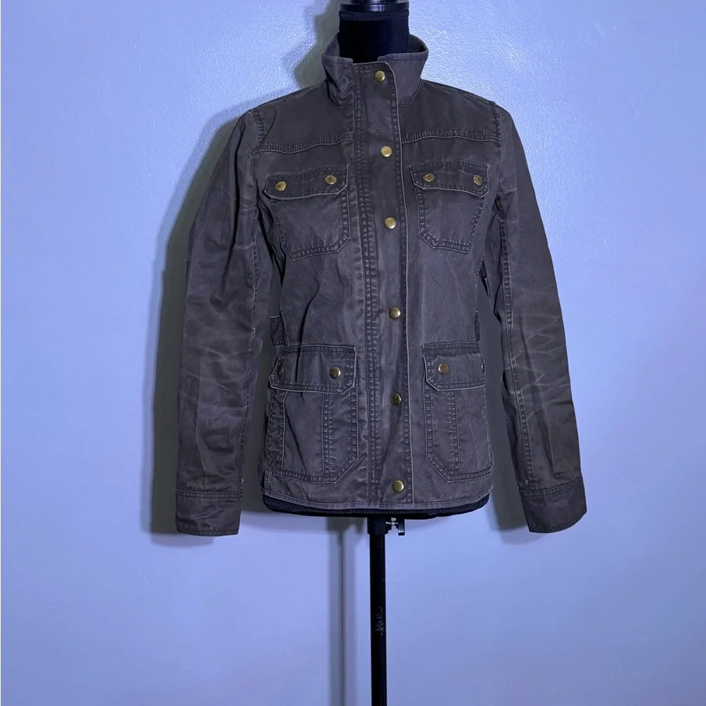 J.Crew The Downtown Waxed Cotton Moss Green Military Field Jacket Womens Sz XS - Picture 8 of 8